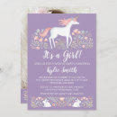 Search for magical unicorn baby shower invitations Girly