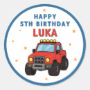 Search for monster truck birthday stickers Red