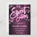 Search for glow sweet 16 invitations Neon light birthday
