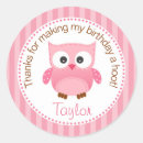 Search for owl birthday party stickers Pink