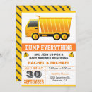 Search for dump truck baby shower invitations Boys