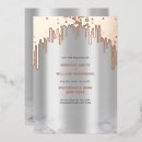 Search for dripping glitter rose gold pink invitations Silver
