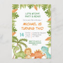 Search for stomp chomp and roar birthday invitations Dinosaur