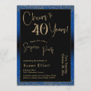 Search for blue and gold 40th birthday invitations Cheers to 40 years