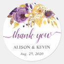 Search for purple floral thank you stickers Gold