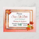 Search for fall wedding save date postcards Leaves