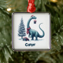 Search for dinosaur with santa christmas tree decorations Brontosaurus