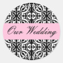 Search for black and white damask wedding stickers Bride