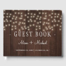 Search for rustic wedding guest books String lights