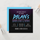 Search for neon bar bat mitzvah invitations Blue