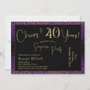 Search for cheers to 40 years invitations Gold glitter