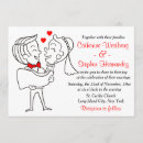 Search for bride and groom cartoon wedding invitations Red