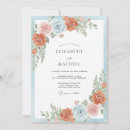 Search for blue and coral wedding invitations Watercolor