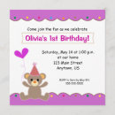 Search for bear 1st birthday invitations Simple