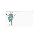 Search for robot cartoon return address labels Happy