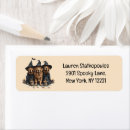 Search for flying witch return address labels Pumpkin