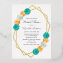 Search for teal and gold bridal shower invitations Floral