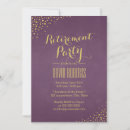Search for purple and gold retirement invitations Modern