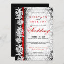 Search for black white red damask invitations Elegant