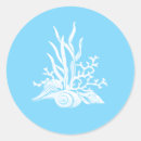 Search for sea shells wedding stickers Blue