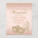 Search for pink gold masquerade party invitations For her