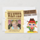 Search for wanted poster birthday invitations Wild west