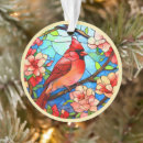 Search for stained glass birds christmas tree decorations Cardinal