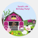 Search for farm animal birthday stickers Girl