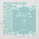 Search for turquoise sweet 16 invitations Vintage