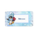 Search for winter bird return address labels Cartoon