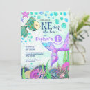 Search for mermaid 1st birthday invitations Glitter