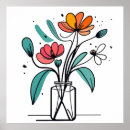 Search for flowers in a vase painting posters Boho