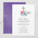 Search for pink and purple first communion invitations Floral