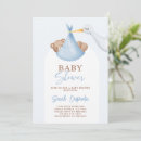 Search for stork baby boy shower invitations Blue