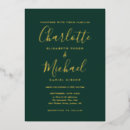 Search for elegant emerald green and gold wedding invitations Minimalist