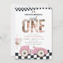 Search for pink race car invitations Fast one