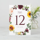 Search for sunflower numbers table cards Yellow