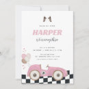 Search for pink race car invitations Fast one