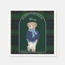 Search for blue and green plaid napkins Teddy bear
