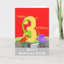 Search for dinosaur 3rd birthday cards Three