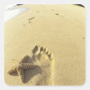 Search for footprints in the sand stickers Sea