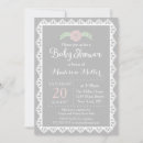 Search for pink grey white baby shower invitations Elegant