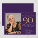 Search for purple 90th birthday invitations Ninety