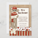 Search for sock monkey baby shower invitations Red