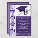Search for purple and white graduation invitations High school