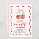 Search for strawberry birthday invitations Girl