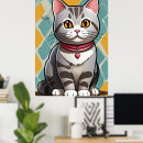 Search for abstract cat art Vintage