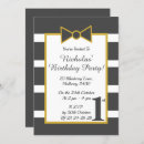 Search for bow tie 1st birthday invitations Gold
