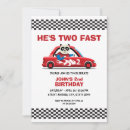 Search for chequered flag birthday invitations Two fast