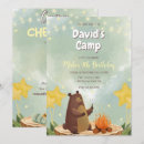 Search for boy bear birthday invitations Happy camper